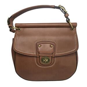 Coach Willis Vintage British Tan Leather Legacy Stripe Bag 19132